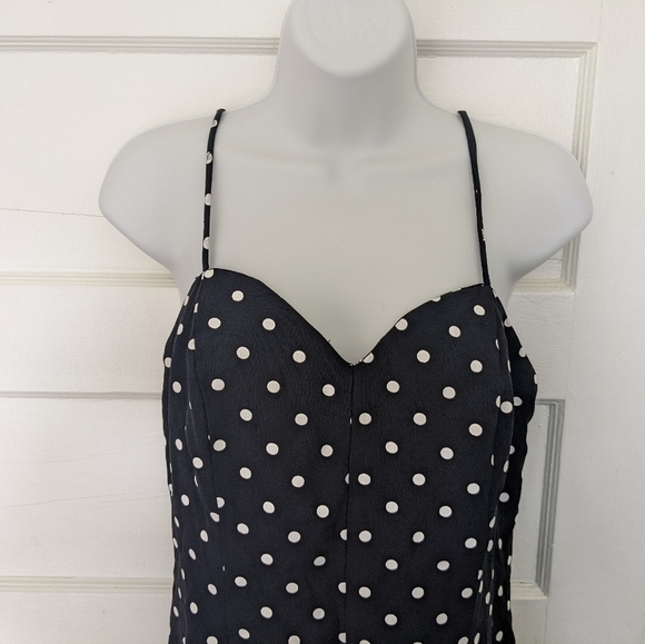 Roberta VINTAGE FLARED HEM COCKTAIL POLKA DOT STRAPPY DRESS SIZE 9/10 - Picture 7 of 16